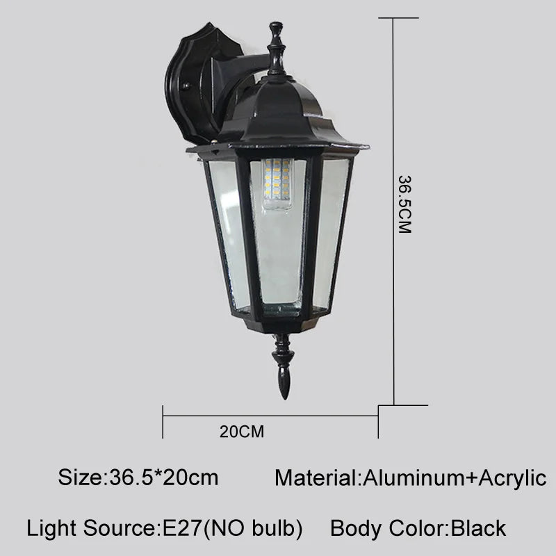 Europe Style Retro E27 Wall Lamp Courtyard Garden Outdoor Waterproof Lighting Aisel Stairs Residential Balcony Porch Fixtures