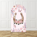 Cowgirl Pink Arch Backdrop Birthday Party Photo Background Kids Western Theme Decor Horse Shoe Boots Hat Pattern Celebration Bac