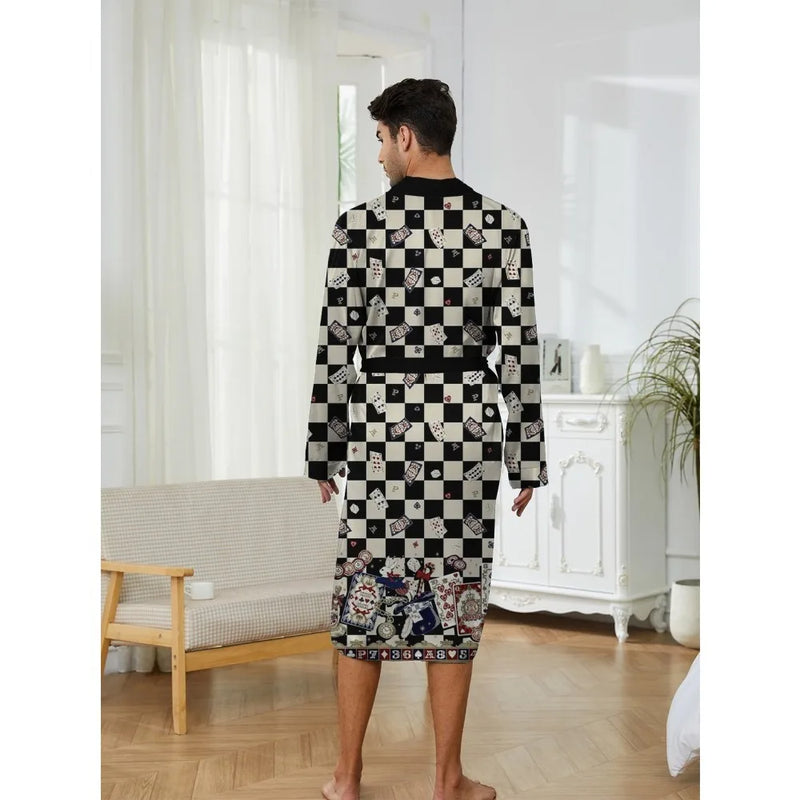 men's Robes 2025 printed pineapple poker pajamas suitable for family couple thin design light  luxurious pajamas long Nightgown