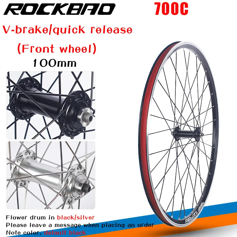 700C Road Bike Wheelset Parts V Brake 32H  100X135mm Double Layer Aluminum Alloy 2Bearing Hub Bicycle Wheel ROCKBAO