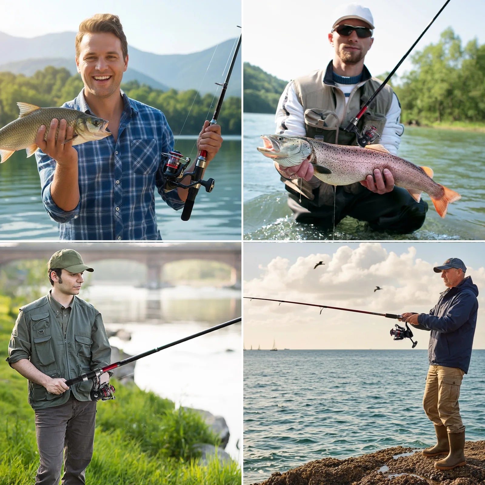 Sea Fishing Rod Combo Set with Sea Fishing Carbon Rod 1.8-2.7m ABS Handle 3000 Series Spinning Reel with Waterproof Bag