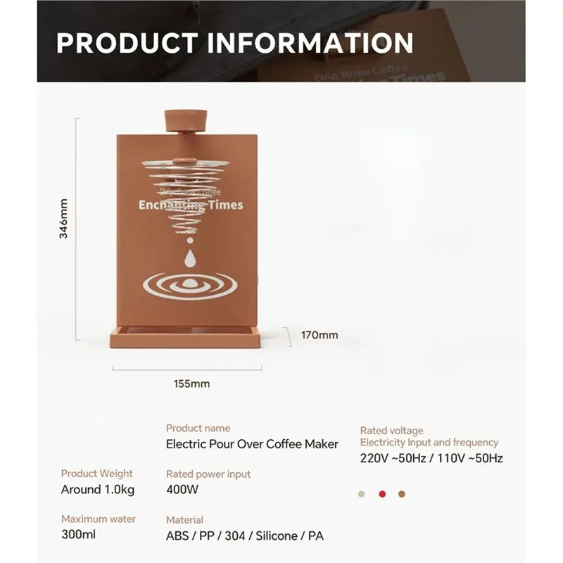 B01C-Portable Electric Foldable Pour Over Coffee Maker Machine For Home Automatic Tea Brewing Function US Plug Included Brewer A