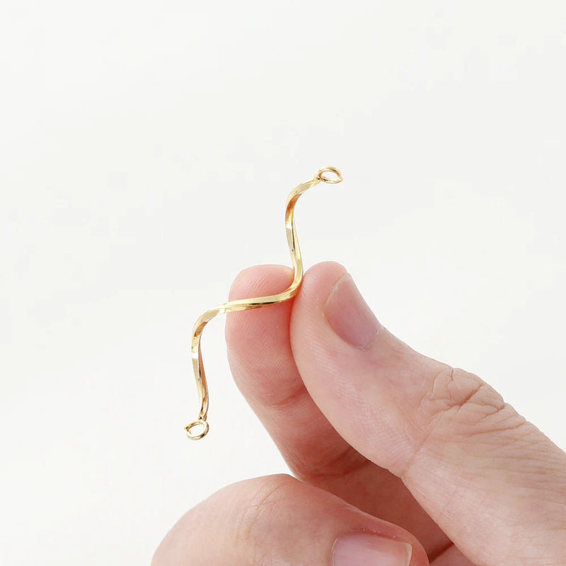 10Pcs 14K/18K Gold Color Plated Brass S-shaped Double Hanging Long Curved Band Charms Pendants for DIY Earring Accessories