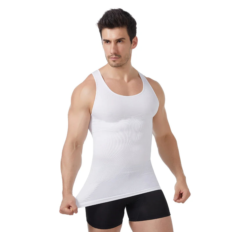 Men Seamless Shapewear Tank Top Chest Tummy Compression Slim Soft Breathable Summer Undershirt Gym Daily Base Layer