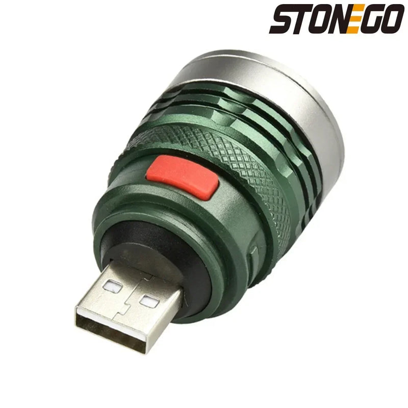 Mini Portable USB Flashlight Zoomable 3 Modes Bright Aluminum Alloy Power Bank Torch Light