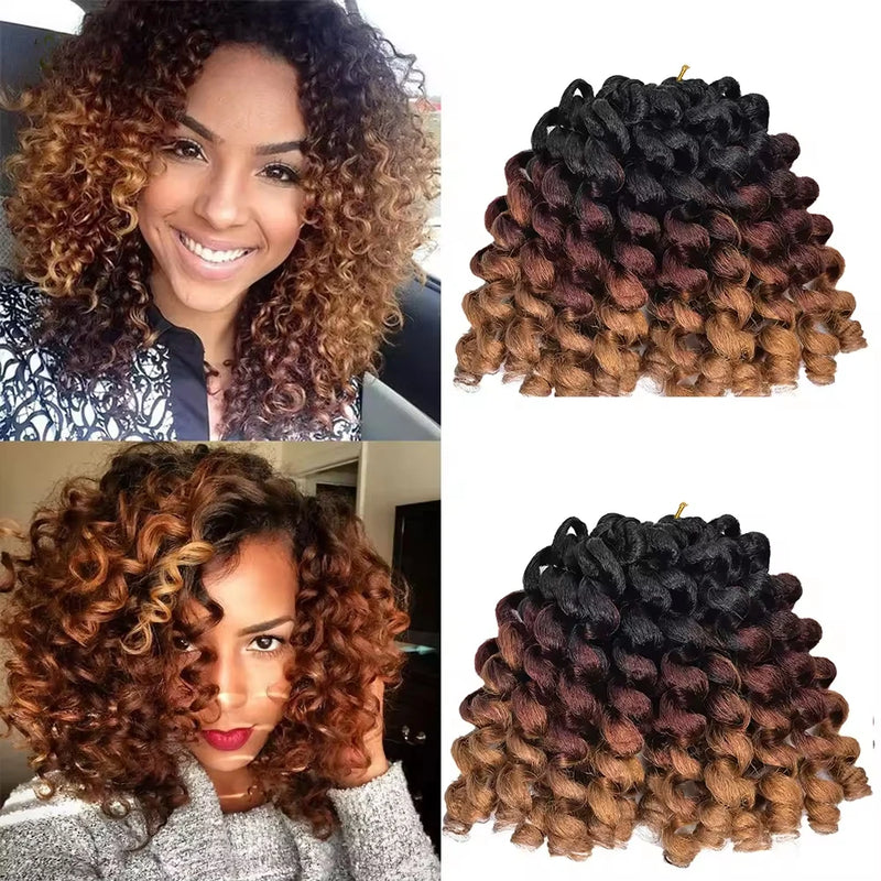 Ombre Braiding Hair Jumpy Wand Curl Crochet Braids Synthetic Crochet Hair Extension for Black Women Jamaican Bounce Curly Hair