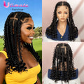 Full Lace Braided Wigs 16 In Synethetic Crochet Hair Wig Box Braids Boho Hairstyles Wigs for Women Short Bob Wig Knotless