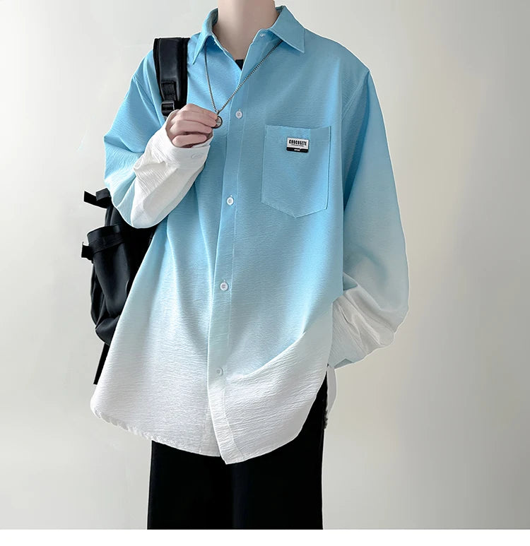 Men's shirt Gradient Plicated Long Sleeve Loose Korean | SAMAG