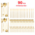 90Pcs Gold Stainless Steel Silverware - Heavy Duty Cutlery, 420 Stainless Steel Tableware Set for Wedding, Buffets, Restaurants