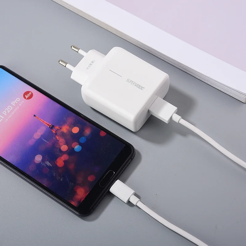 Original 65W OPPO Supervooc Charger EU Fast Charging Adapter For OPPO Reno 5 6 7 Pro Find X9 X8 X7 X6 X3 Pro K9 K10 Type-C Cable