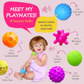 Soft Sensory Balls for Babies 6-12 Months, BPA Free Massage & Teething Toy Set, 6 Pack Montessori Infant Gifts