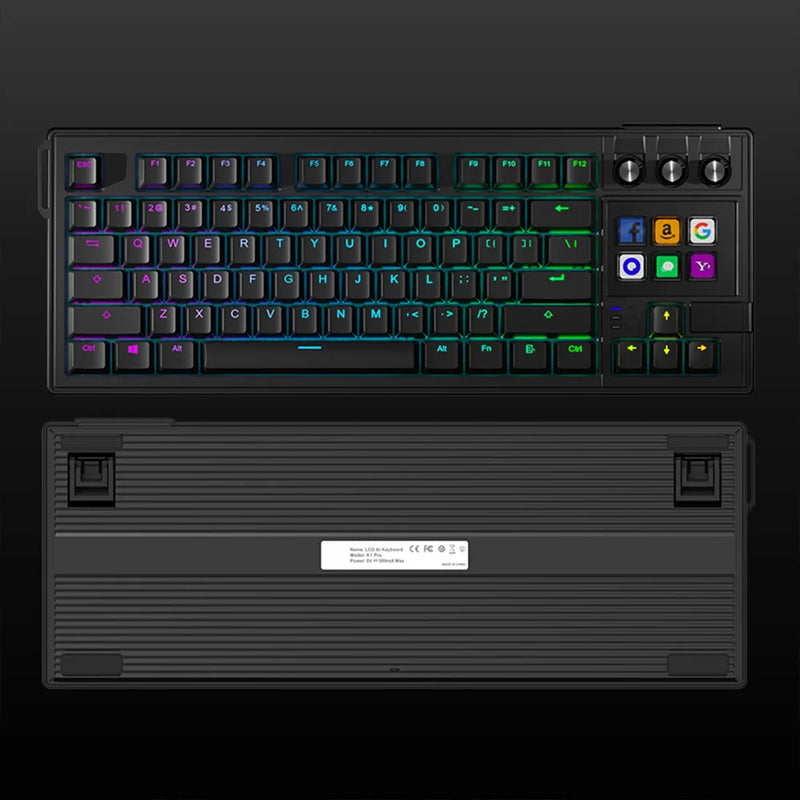 MRSVI K1 PRO Visual LCD AI Keyboard 80% Gaming Mechanical Keyboard Macro Red Axis Wired Detachable Cable RGB Backlight Hot Swap