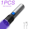 395nm UV Flashlight Zoomable Blacklight USB Rechargeable UV Light Ultraviolet Flashlight for Pet Urine Detection Curing Lighting