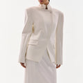 Laur Stand Collar Irregular Blazer Wide Leg Trousers Two Piece Set Women Single Button Elegant Office Suit Commuter Outfit 2026