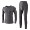 2 Pcs/Set Long Sleeve Thermal Underwear Men Dralon Velvet Fabric Long Johns Pants Front Open Winter/Autumn Warm Suit Solid Color