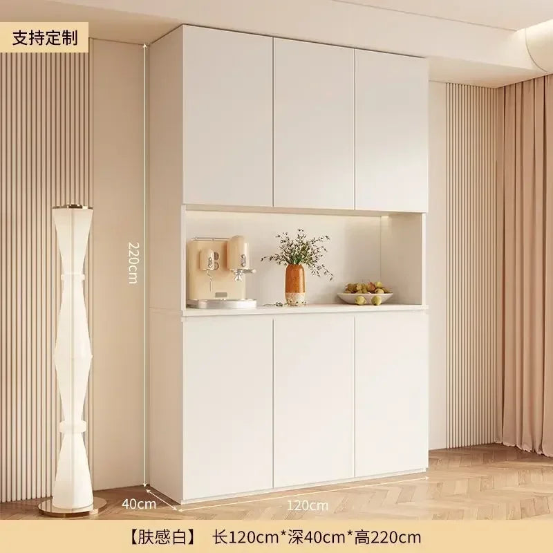 Y Sideboard Kitchen Hutch Cabinet Pantry Freestanding Buffet with Holder Power Outlet Glass Drawers Cupboard Microwave