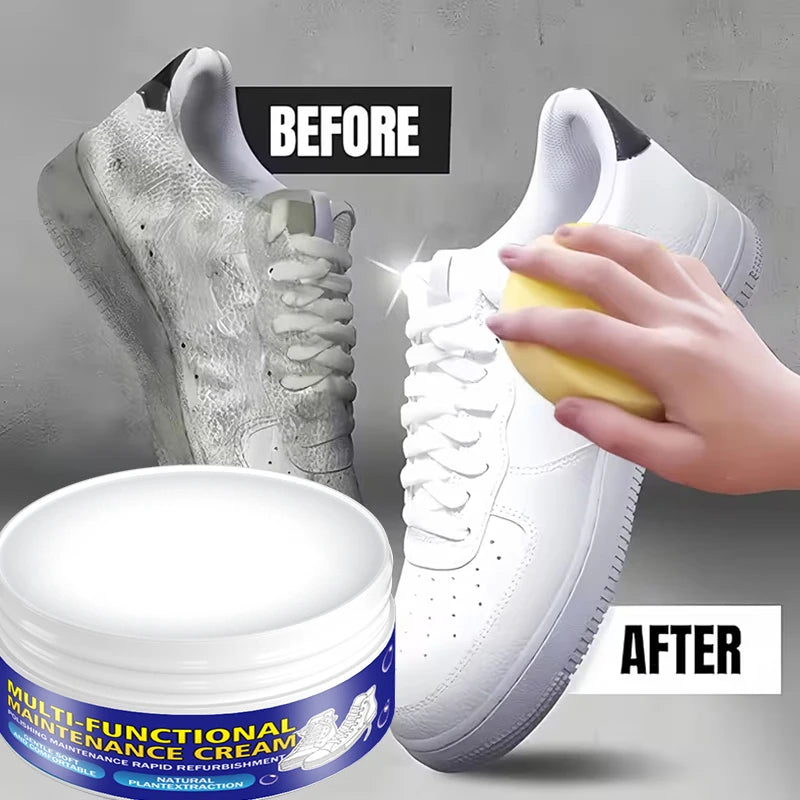 White Shoe Restorer Cream, Quick Polish for Sneakers, Leather Shoes and Canvas Shoes, Easy Shoe Care
