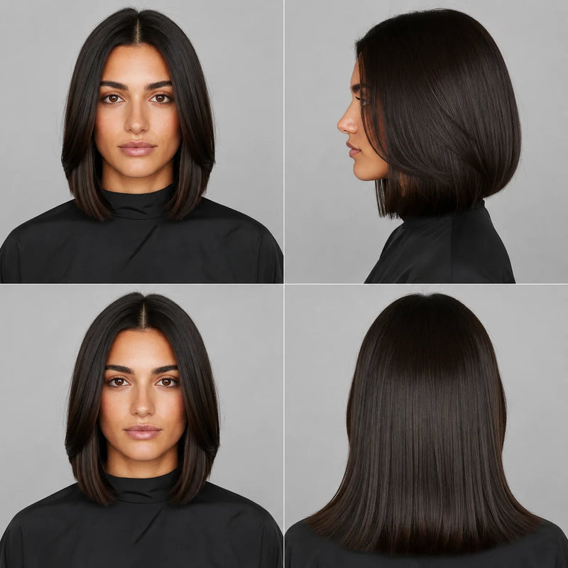 180% Density Silk Base Full Lace Short Bob Wigs Malaysian Straight Human Hair Wigs With Bangs 6x6 Inch Realistic Silk Top Bob