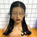 Full Lace Cornrow Braided Wig with Wavy Ends 18in Synthetic Braided Lace Wig with Baby Hair Knotless Braids Wigs for Black Women