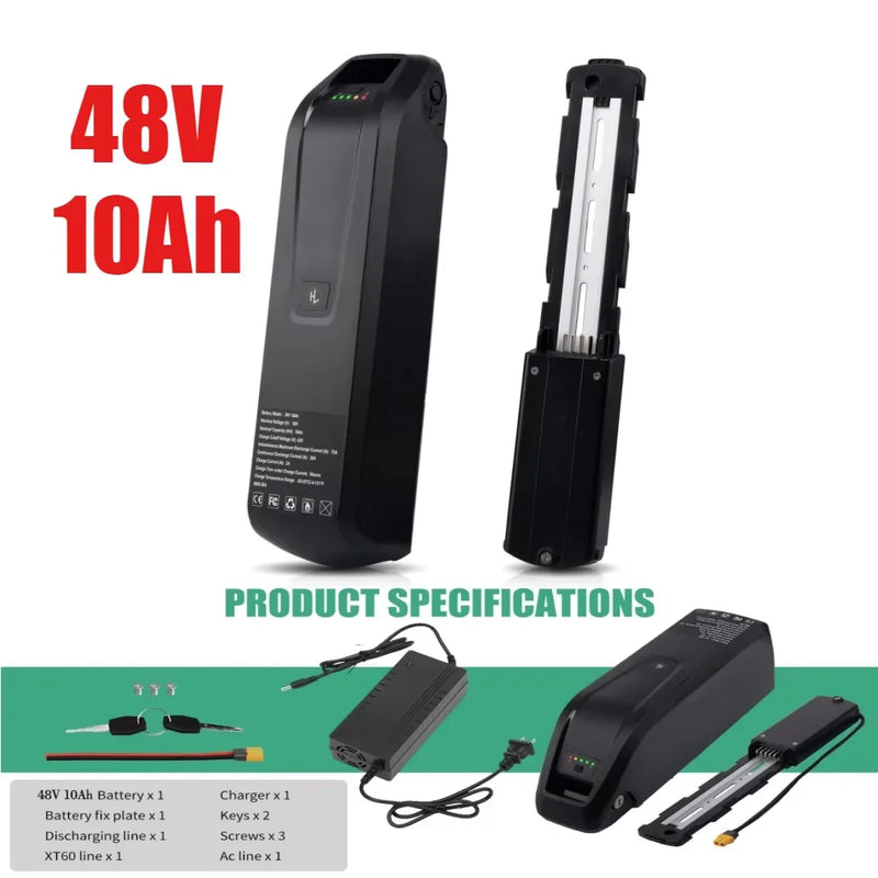 36V 48V 15Ah 20Ah Hailong Li-ion EBike Battery for 1000W 750W 500W Motor, 18650 Pack,Long Range Bicycle Battery,Fast Shipping