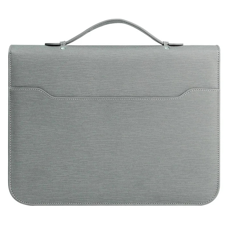New A4 Portfolio 4 Ring Binder with Zipper, PU Leather Padfolio Document Organizer with Storage, Professional Business Briefcase