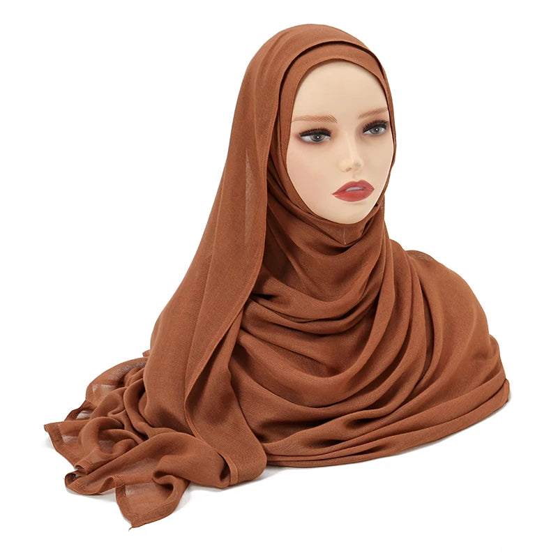 2024 Muslim Modal Rayon Cotton Hijab Shawls For Women Plain Scarf Big Size Headscarf Islamic Turban Headband 190*85cm