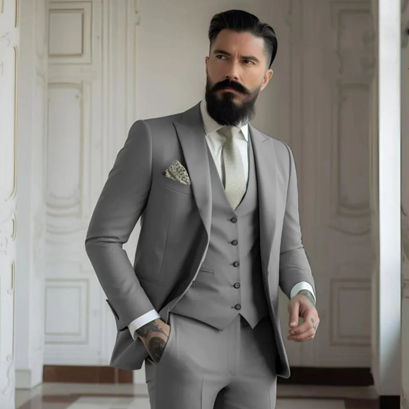 Champagne mens Tuxedo Wedding Suits For Bespoke Groom Wear Formal Fashion Prom Party Blazer+Pants+Vest - View 10 | SAMAG