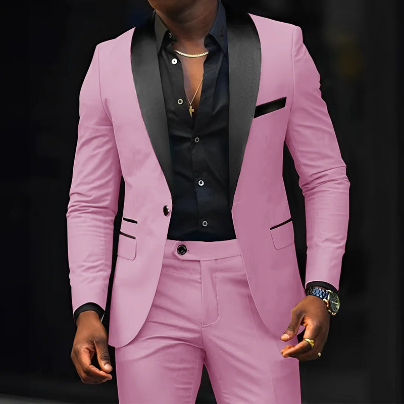 Men's slim-fit Suit 2-piece Wedding Groom Tuxedo Shawl | SAMAG