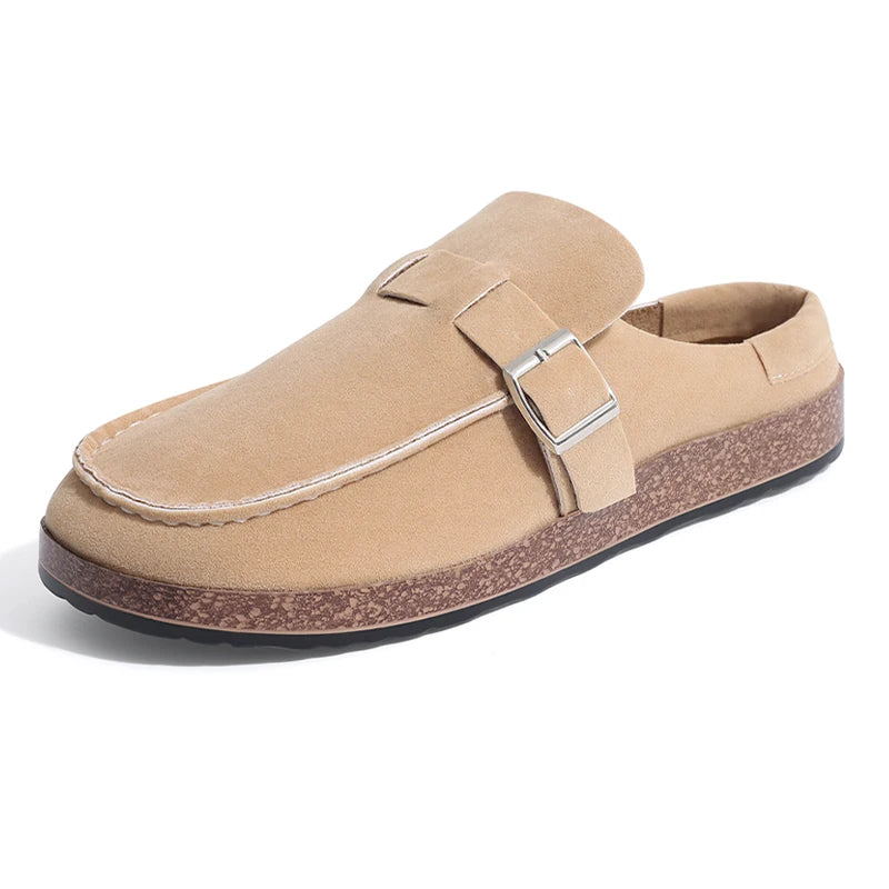 Evshine Women's Fashion Clogs Slippers with Adjustable Buckle Soft Insole Men Flat Mules Suede Beach Shoes Comfy House Slippers