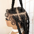 Synthetic Full Lace Goddess Braided Wigs with Curly Square Knotless Box Braiding Wig for Black Women 18 Inches Lace Frontal Wigs