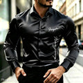 Men's Satin Silk Shirt Luxurious Letter Printed | SAMAG