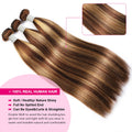32 Inch Honey Blonde Straight Bundles P4/27 Highlight Straight Human Hair Bundles Brown Colored Brazilian Hair Weave Bundles
