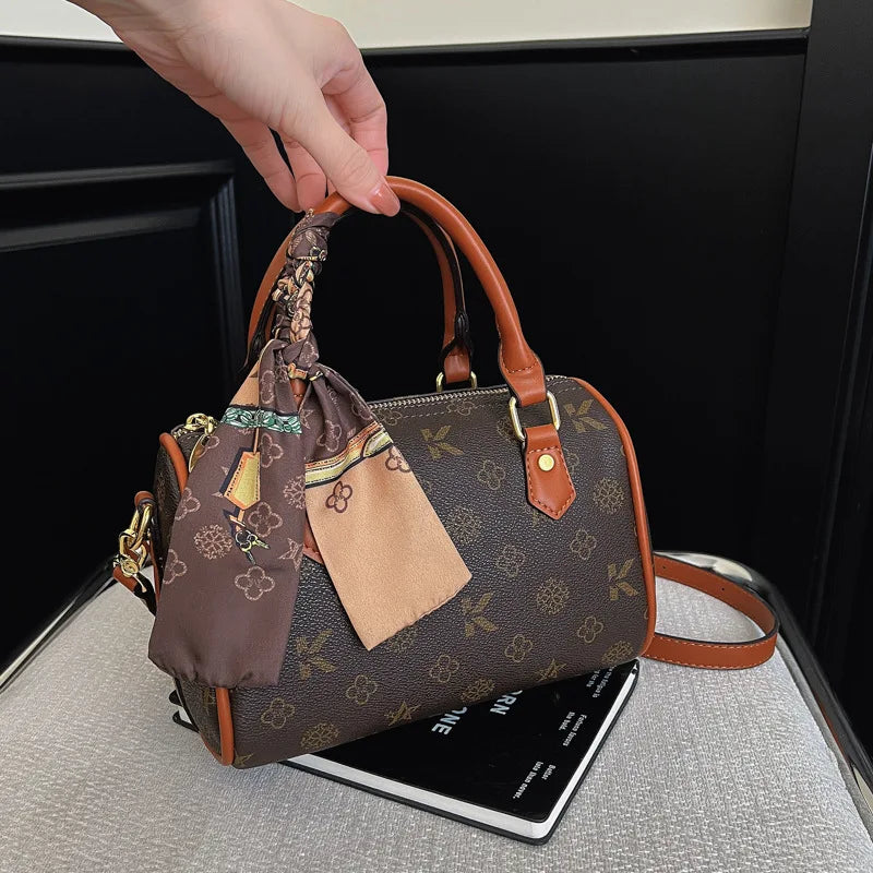 Bag Women's Fashion Boston Bag Pillow Bag Versatile Shoulder Bag Printed Crossbody Handbag