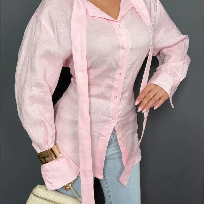 Women's 100% Cotton Floating Ribbon Back Lace Up Cardigan - View 5 | SAMAG