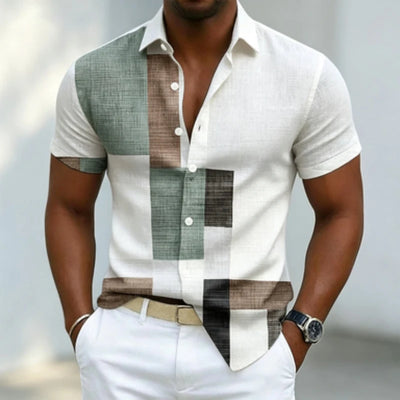 Men's short sleeved shirt, casual multi-color block | SAMAG