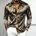 Men's Retro Baroque Printed Satin Silk Shirt Long Sleeved | SAMAG