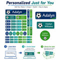 Custom Soccer Name Labels Personalized Waterproof Stickers for Bottles Lunch Boxes Notebooks Sports Gear 4 Shapes