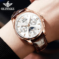 OUPINKE 3189 Automatic Watch for Men Genuine Leather Strap Waterproof Moon Phase Man Watches Luxury Men's Mechanical Wristwatch