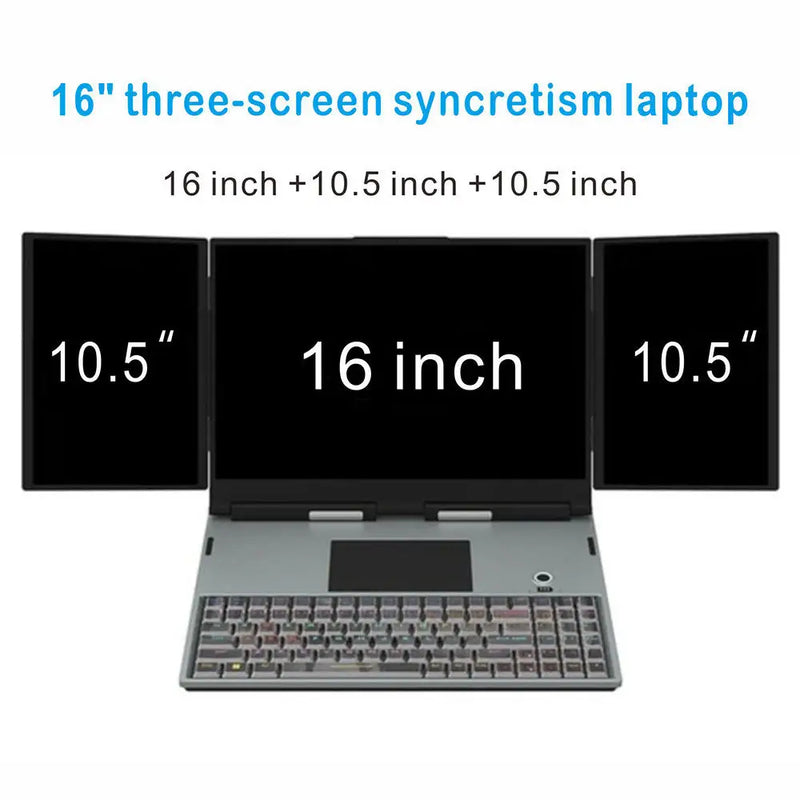 RAM 16G ROM 128G-1TB 16inch+10.5" +10.5" Three Screen Syncretism i5-1235U ultra Slim Aluminum Mechanical Backlit Keyboard LAPTOP