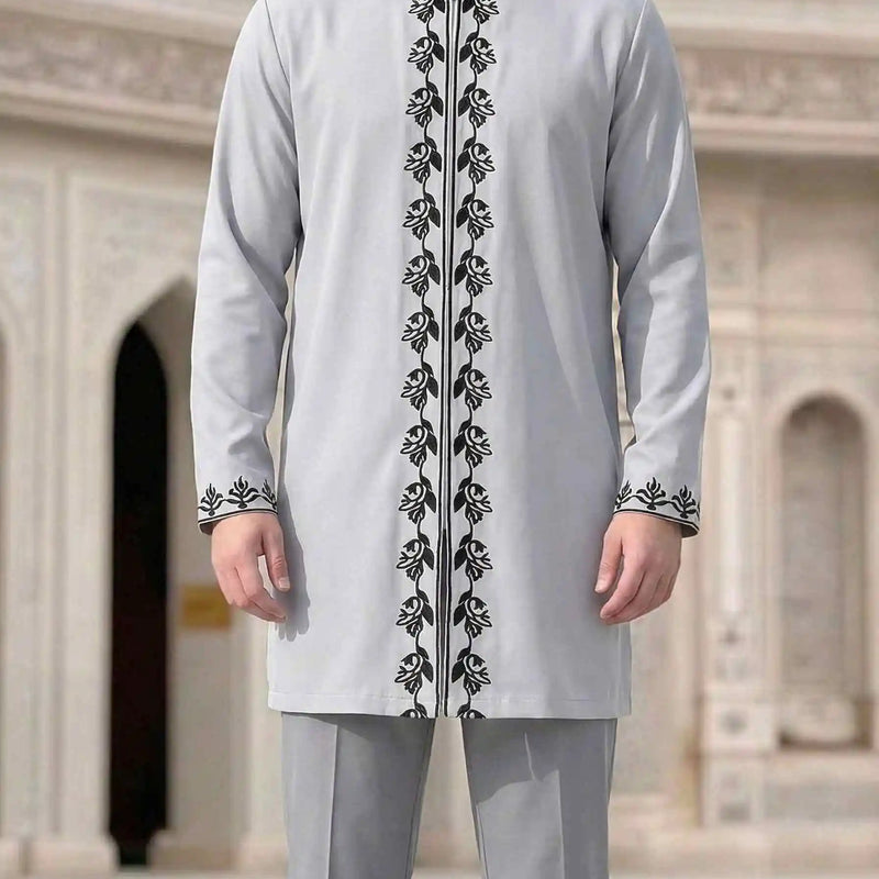 African Traditional Dress Men's Suit Long Sleeve Ethnic Style Printed Patchwork Shirt Casual Pants 2 Piece - View 9 | SAMAG