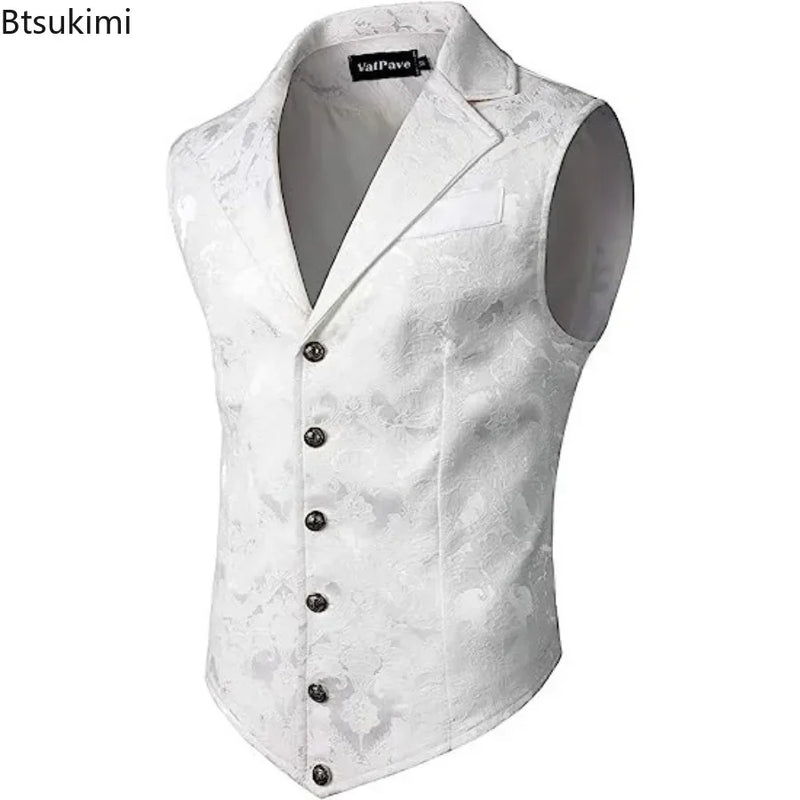 2026 Men's Fashion Jacket  Suit Vest Steampunk Gothic Waistcoat Men's Casual Vest Stage Performance Costume Evening Party Vests