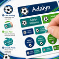 Custom Soccer Name Labels Personalized Waterproof Stickers for Bottles Lunch Boxes Notebooks Sports Gear 4 Shapes