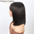 Real Scalp Bang Wig Straight Bob Wig With Bangs 3x1 Lace 100% Human Hair Short Ready-to-Wear Wig for Women Beginner Friendly