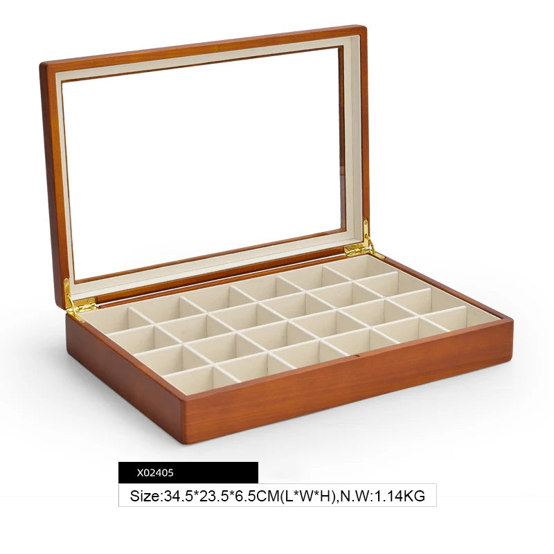 Oirlv Wooden Jewelry Box Retro Jewelry Display Ring Necklace Earring Bracelet Box Multi Jewelry Storage Organizer Display Case