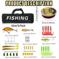 New Style Lure Fishing Equipment All-in-One Tackle Kit for Starter Anglers,Lightweight Fiberglass Fishing Rod Full Fishing Set
