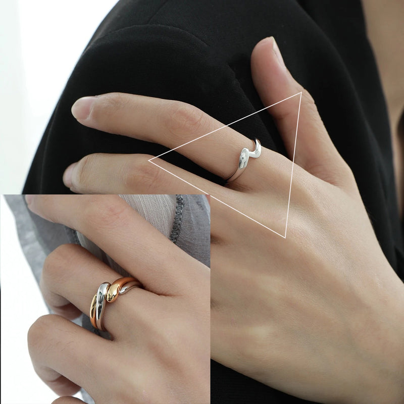 VENTFILLE 925 Sterling Silver Irregular Design Wave