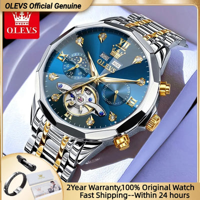 6621 Mens Watch High - end Automatic Mechanical Watches Flywheel Hollow Dial Calendar Moon phase Waterproof Man | SAMAG