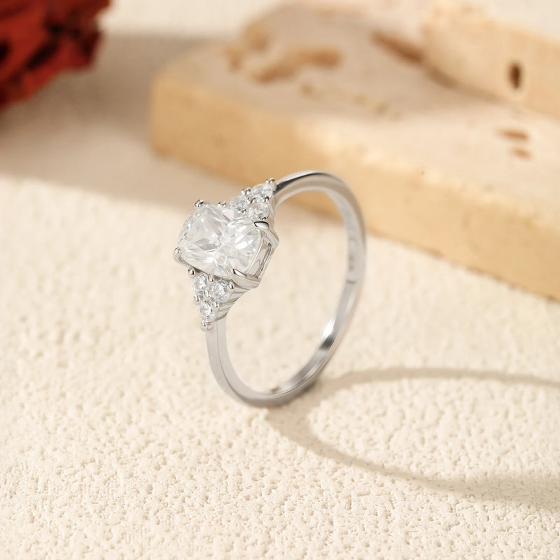 MODIAN D Color VVS1 Rectangle Moissanite 925 Sterling Silver Trendy Sparkling Wedding Engagement Rings For Women Fine Jewelry