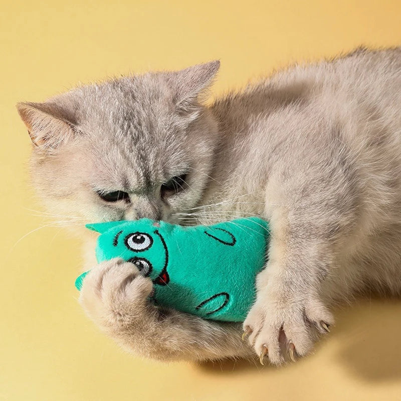 Cartoon cat and dog shaped toys, bite-resistant puppy plush dolls cat self-entertainment teeth grinding and cleaning interactiv