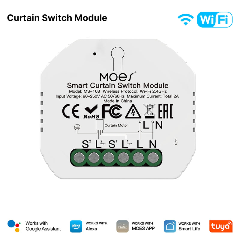 MOES Tuya WiFi/Zigbee Smart Switch Module Light Control Dimmer Curtain 1%-100% Voice Control Work with Alexa Google Home RF433